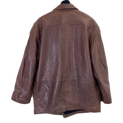 GIMO'S Brown Leather Car Coat with Liner