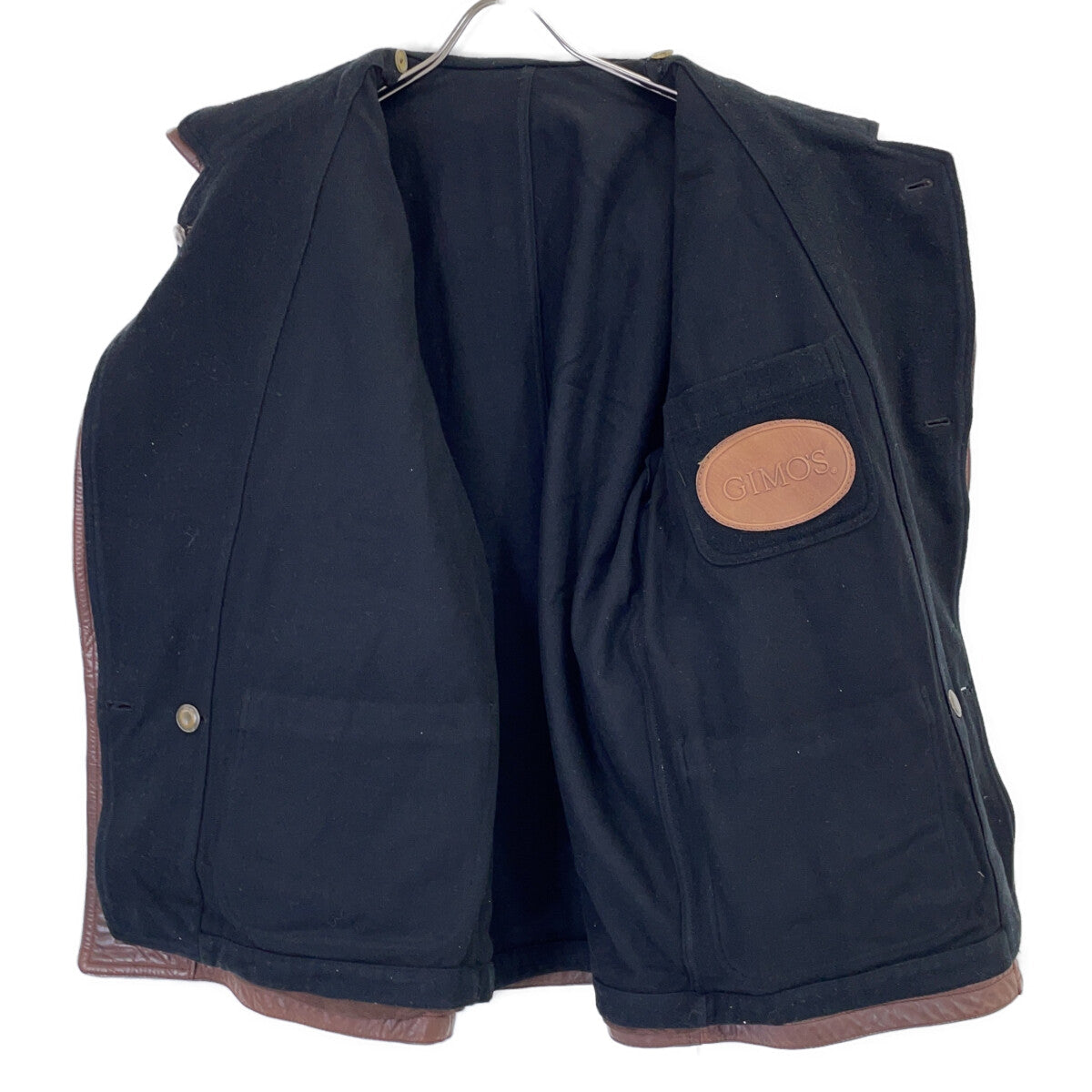 GIMO'S Brown Leather Car Coat with Liner