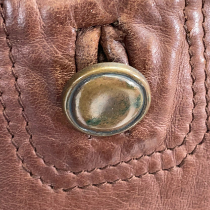 GIMO'S Brown Leather Car Coat with Liner
