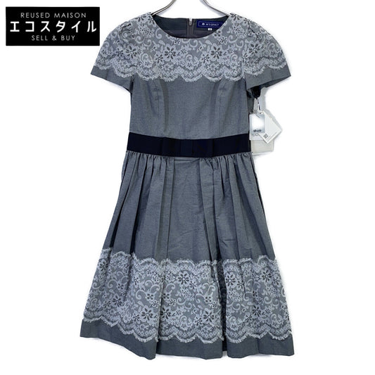 M'S GRACY Gray Fit and Flare Dress with Bow