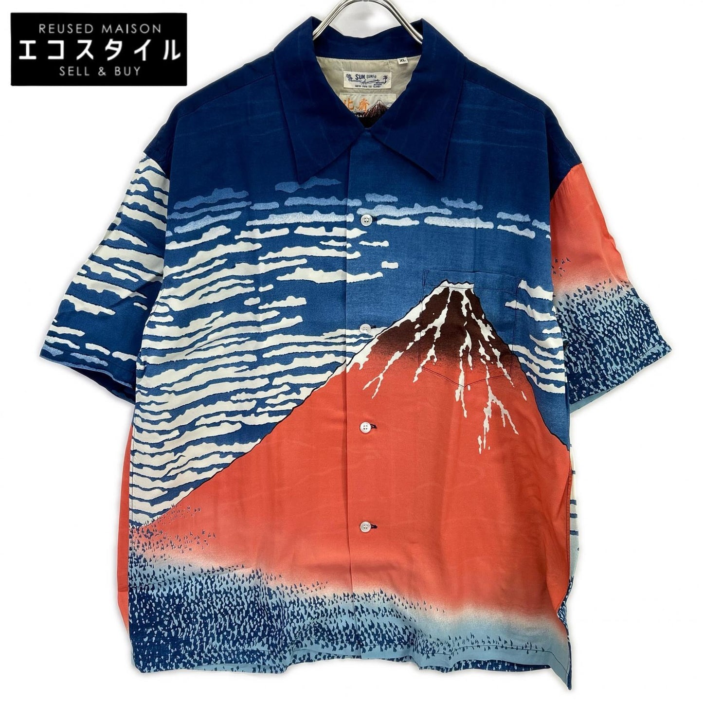 SS37917 Color 128 Katsushika Hokusai Fine Wind, Clear Morning Aloha Shirt Tops XL Men's