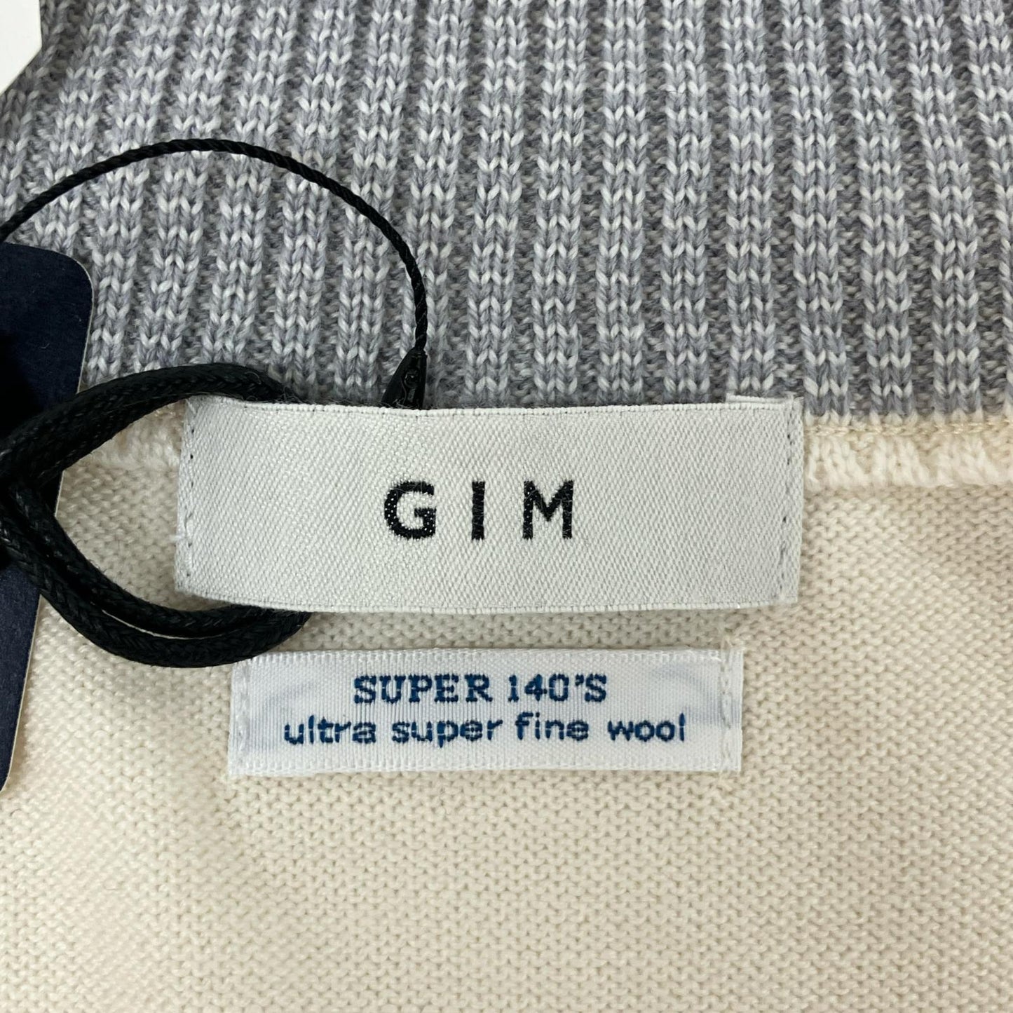 gim ジム アイボリー Super140's ファインウール14G フルジップニット トップス