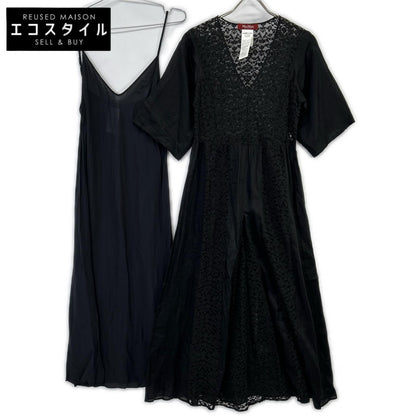 MAXMARA STUDIO 麦丝玛拉工作室 623101116 黑色 棉质 蕾丝连衣裙 带吊带裙 连衣裙