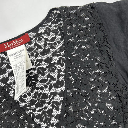 MAXMARA STUDIO 麦丝玛拉工作室 623101116 黑色 棉质 蕾丝连衣裙 带吊带裙 连衣裙