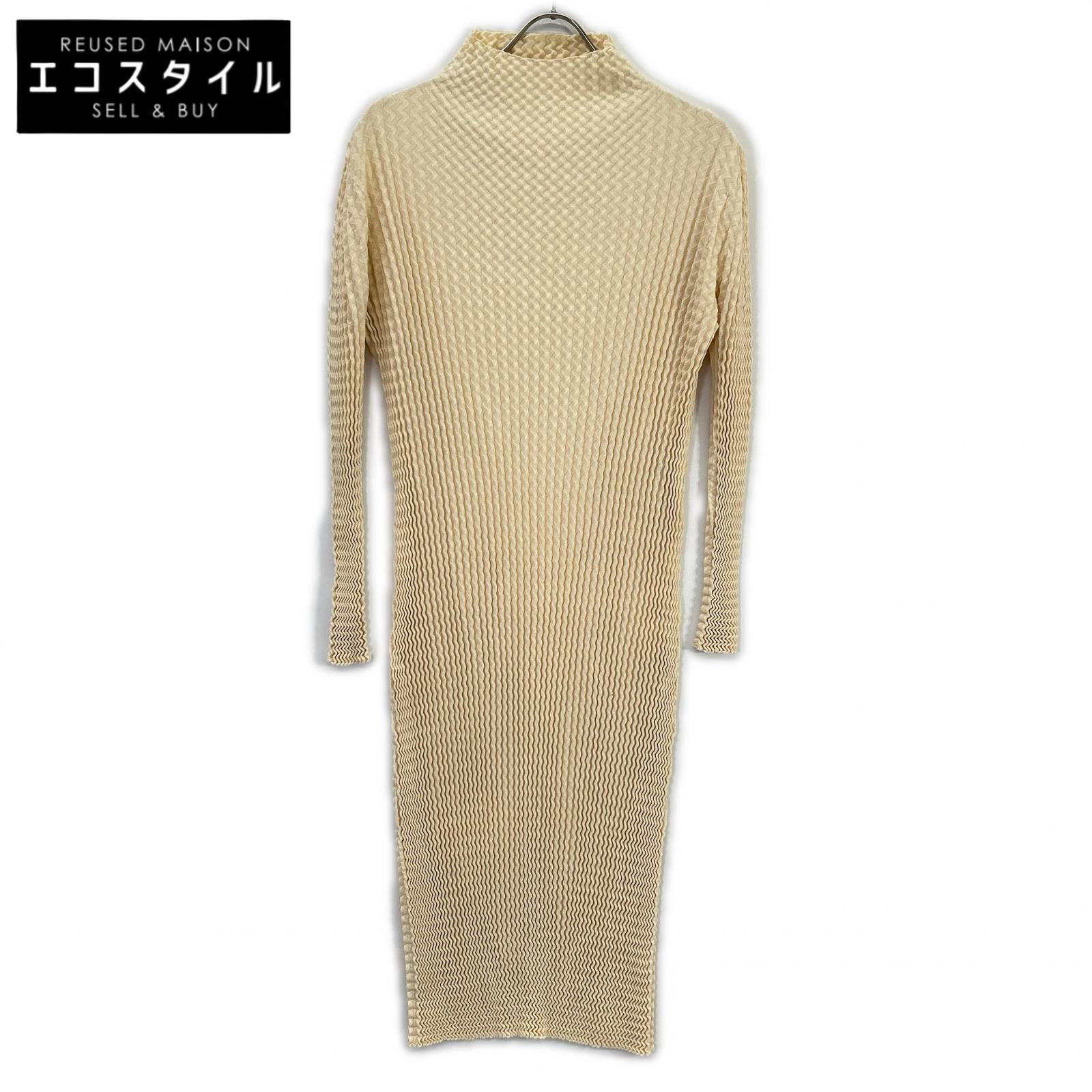 ISSEY MIYAKE 24AW IM43-KH932 Beige Pleated Knit Dress Dress