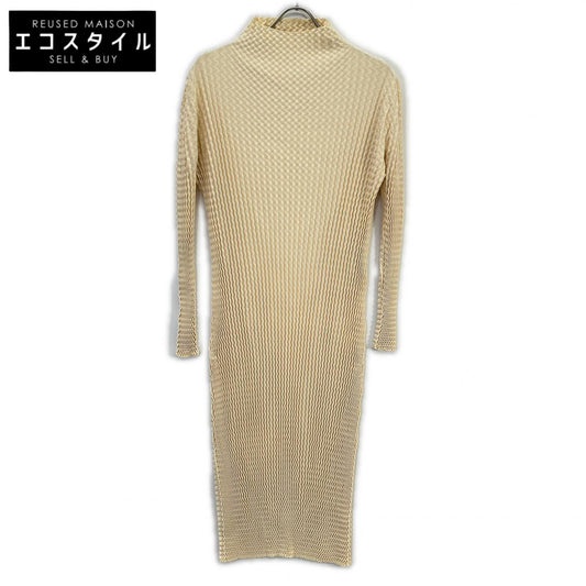 ISSEY MIYAKE 三宅一生 24AW IM43-KH932 米色褶皱针织连衣裙