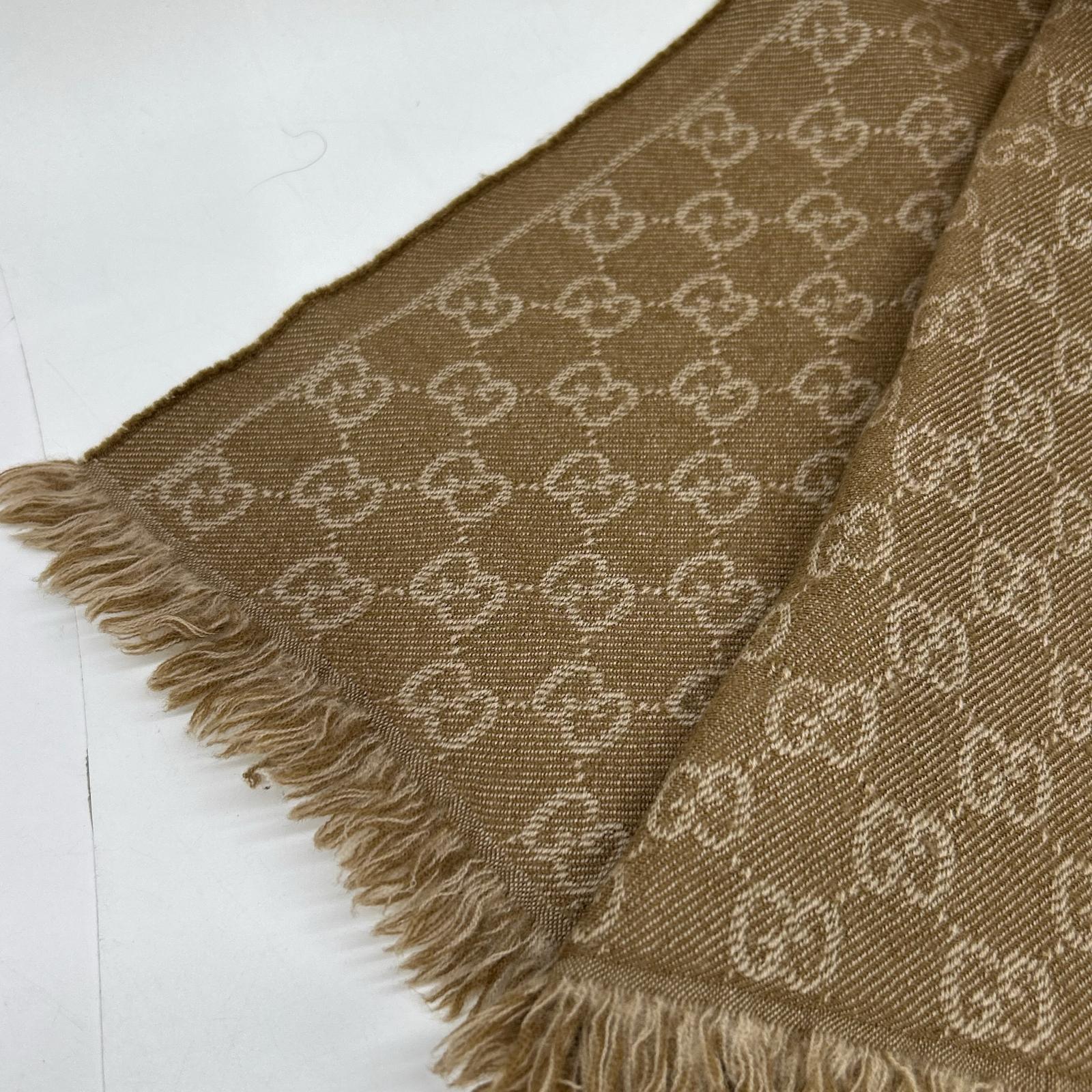 GUCCI グッチ GG柄 フリンジ ウール マフラー マフラー