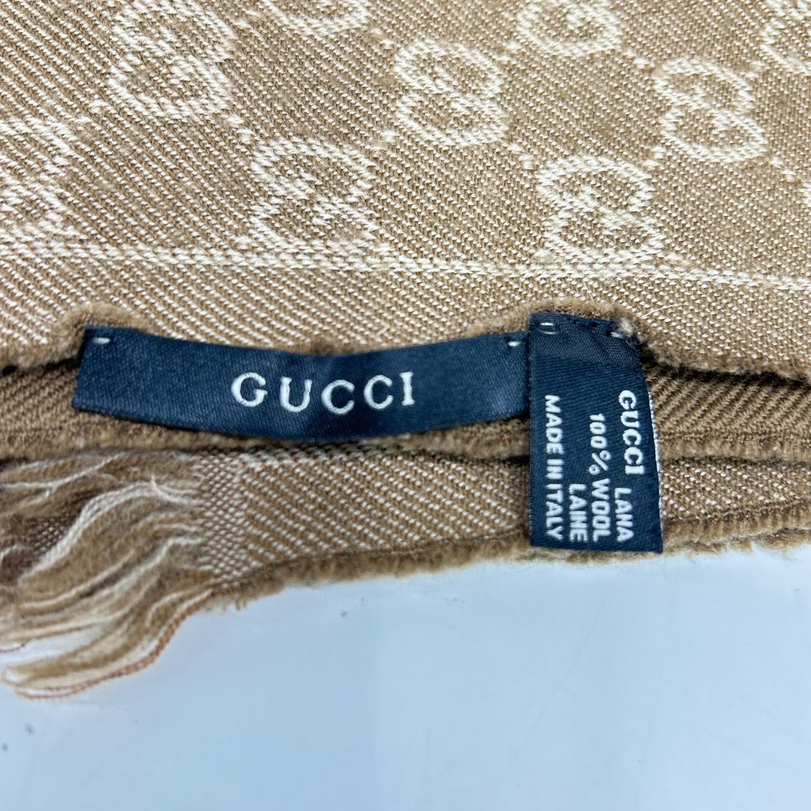GUCCI グッチ GG柄 フリンジ ウール マフラー マフラー