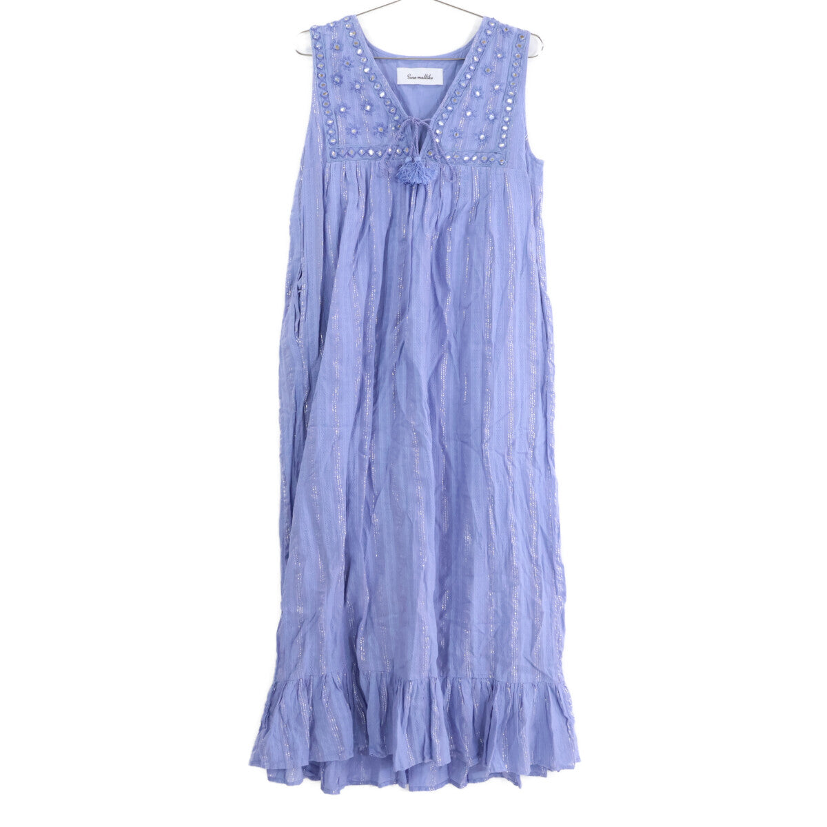Saramallika 020541SH1 Blue Lurex Stripe Mirror Dress