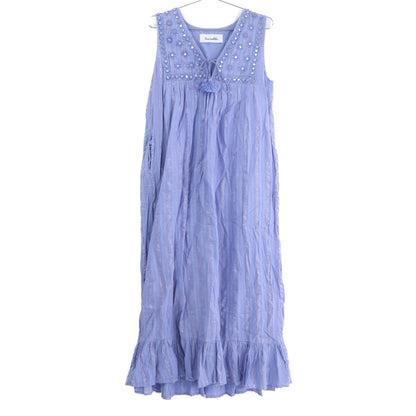 Saramallika 020541SH1 Blue Lurex Stripe Mirror Dress