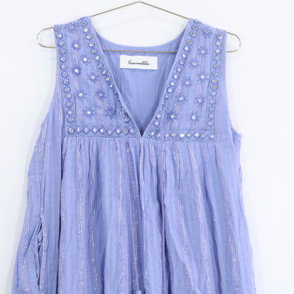 Saramallika 020541SH1 Blue Lurex Stripe Mirror Dress