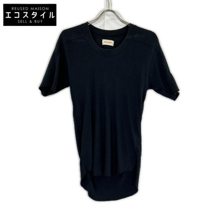 MEYAME メヤメ MEY-1628 ブラック オブロングネックショートスリーブTシャツ トップス