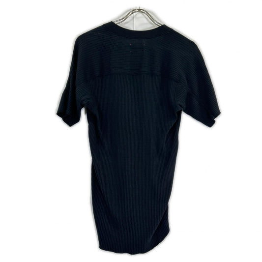MEYAME メヤメ MEY-1628 ブラック オブロングネックショートスリーブTシャツ トップス