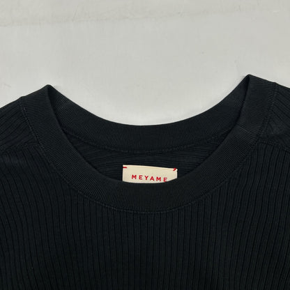 MEYAME メヤメ MEY-1628 ブラック オブロングネックショートスリーブTシャツ トップス