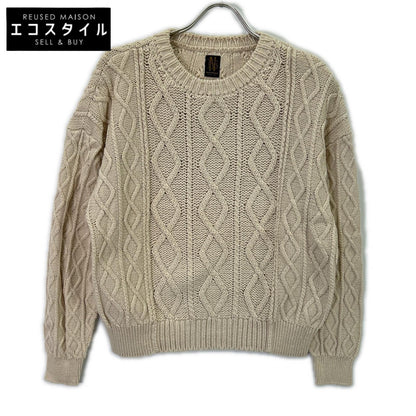 BATONER BN-21SL-006 Beige Different Gauge Cable Crew Neck Top