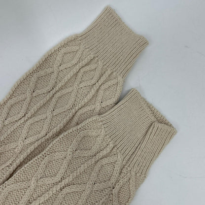 BATONER BN-21SL-006 Beige Different Gauge Cable Crew Neck Top
