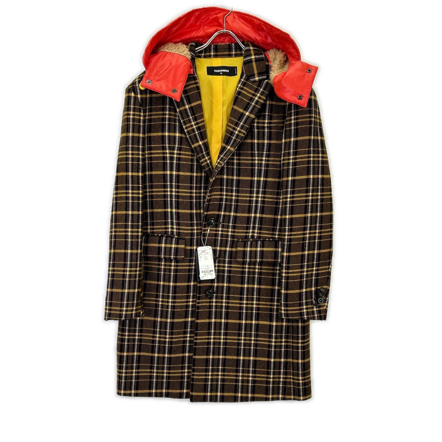 DSQUARED2 ディース夸德 22年款 S71AA0430 连帽格纹切斯特大衣 大衣