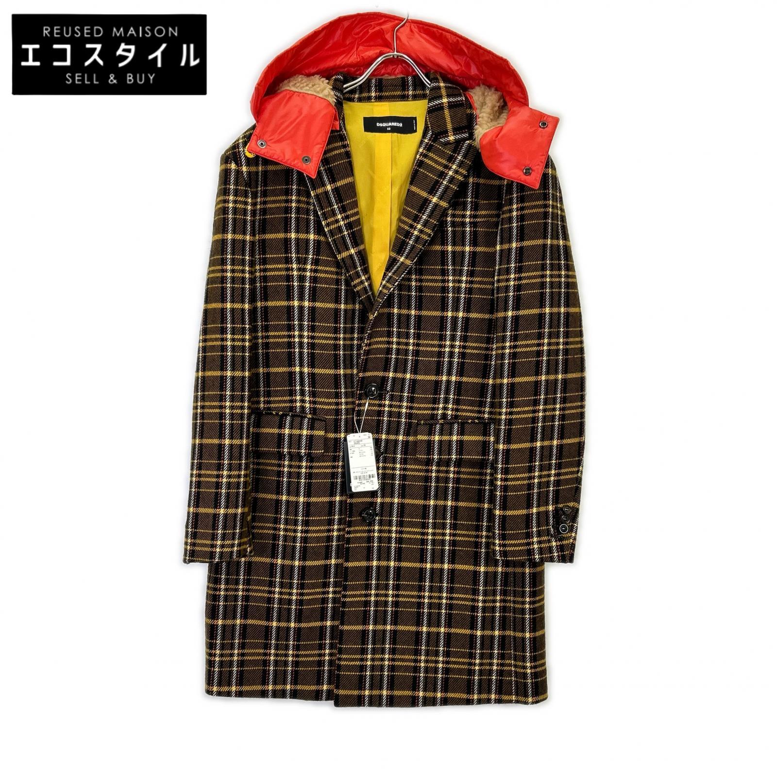 DSQUARED2 ディース夸德 22年款 S71AA0430 连帽格纹切斯特大衣 大衣