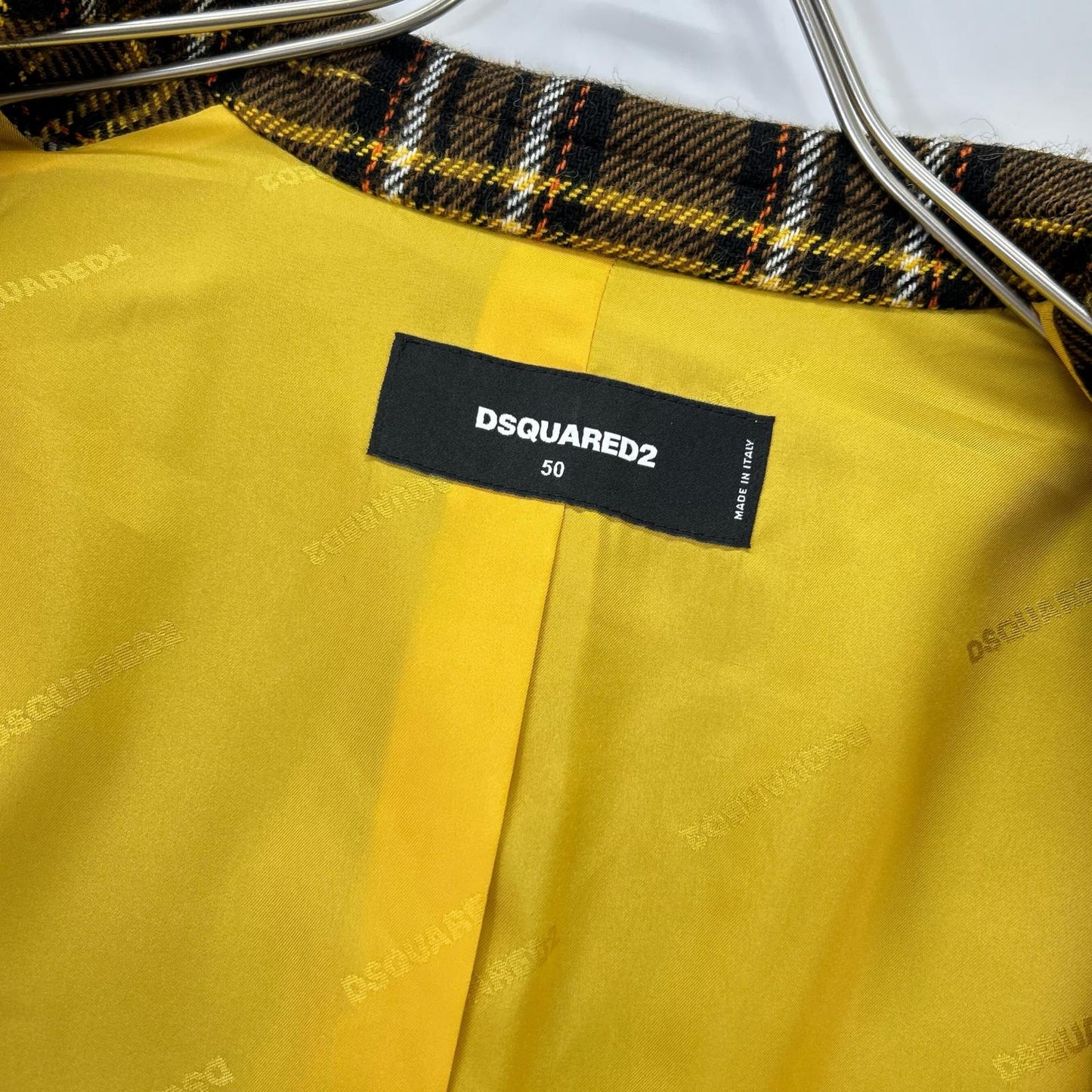 DSQUARED2 ディース夸德 22年款 S71AA0430 连帽格纹切斯特大衣 大衣