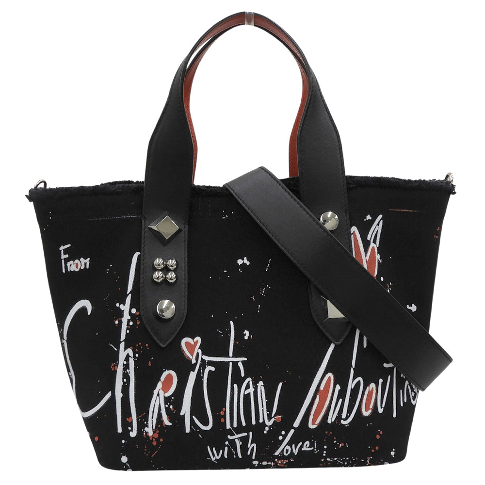 CHRISTIAN LOUBOUTIN クリスチャンルブタン 新品同様 フランジバススモール 2WAYトートバッグ レディース 3215121 ブラック トートバッグ