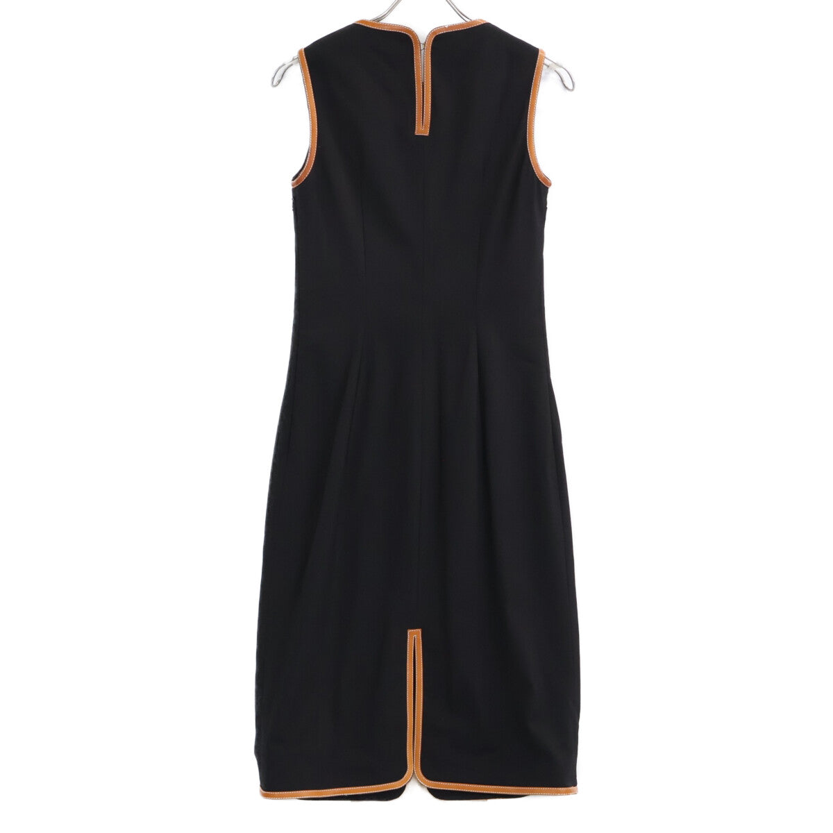 BURBERRY Front Button Leather Piping Sleeveless Dress