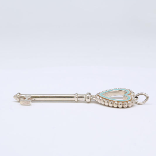 AG925 Tiffany Blue Large Beaded Heart Pendant Top for Women