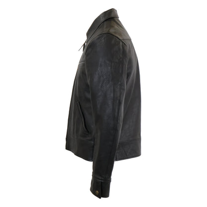 【美品】JS02BK Single Collar Jacket レザー シングルカラージャケット ジャケット 38 メンズ