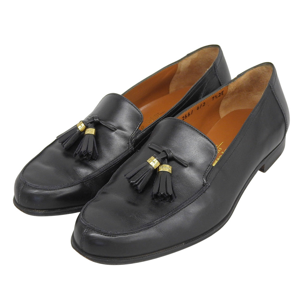 Salvatore Ferragamo サルヴァトーレフェラガモ レザー タッセルローファー シューズ レディース ブラック 7 1/2 シューズ