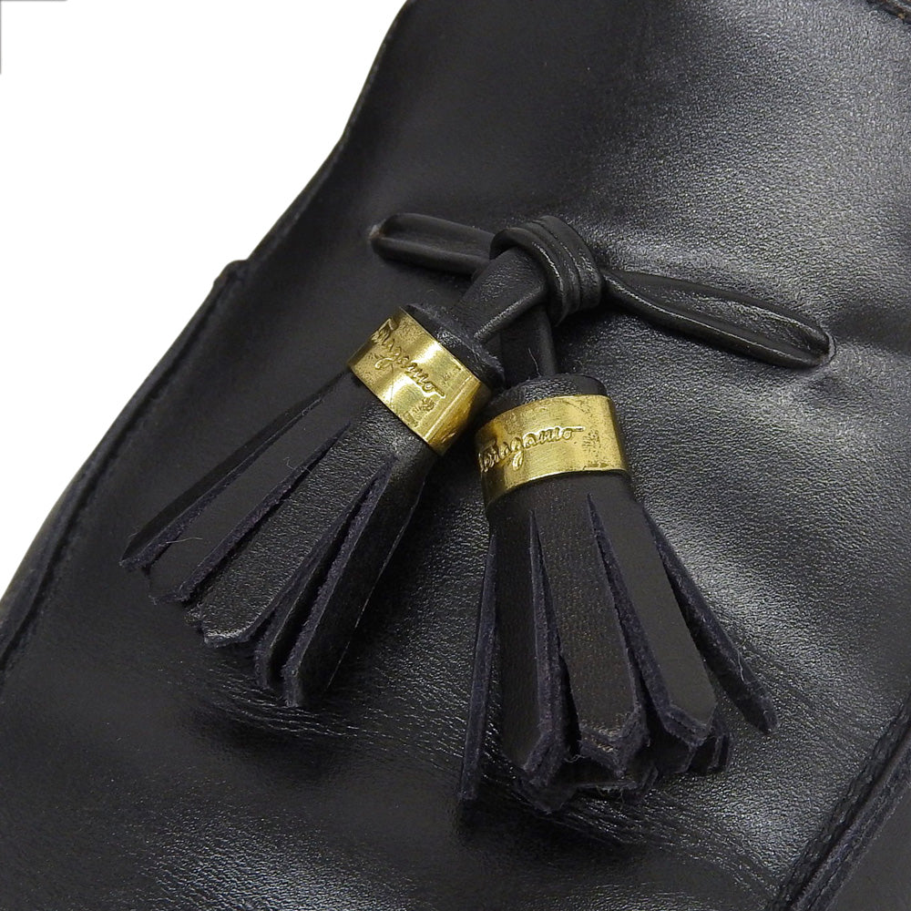 Salvatore Ferragamo サルヴァトーレフェラガモ レザー タッセルローファー シューズ レディース ブラック 7 1/2 シューズ