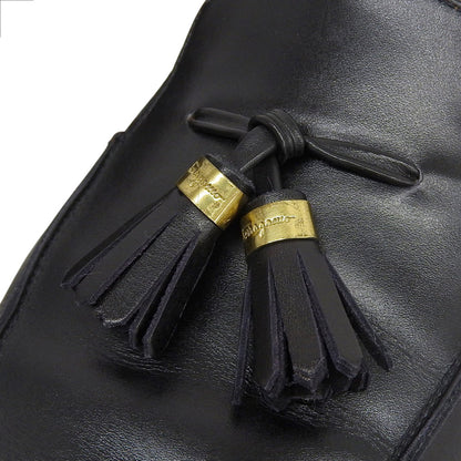 Salvatore Ferragamo サルヴァトーレフェラガモ レザー タッセルローファー シューズ レディース ブラック 7 1/2 シューズ