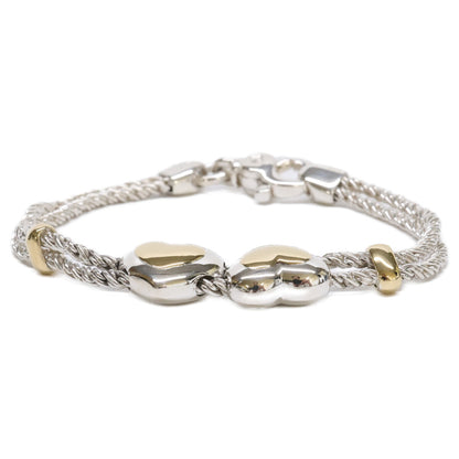 TIFFANY&Co. ティファニー 仕上げ済み SV925 x K18 ダブルハートロープチェーン ブレスレット