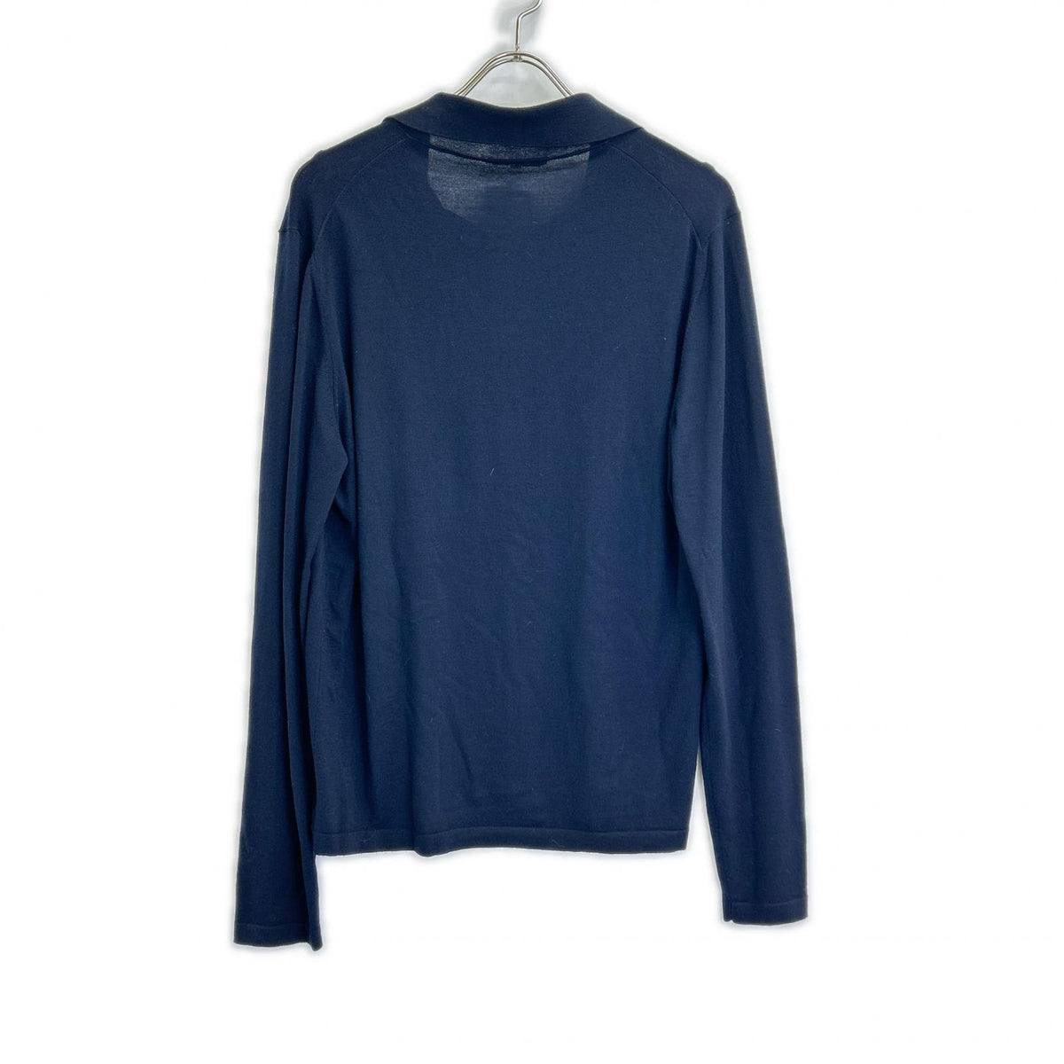 HERMES Navy Robot Long Sleeve Knit Polo Top