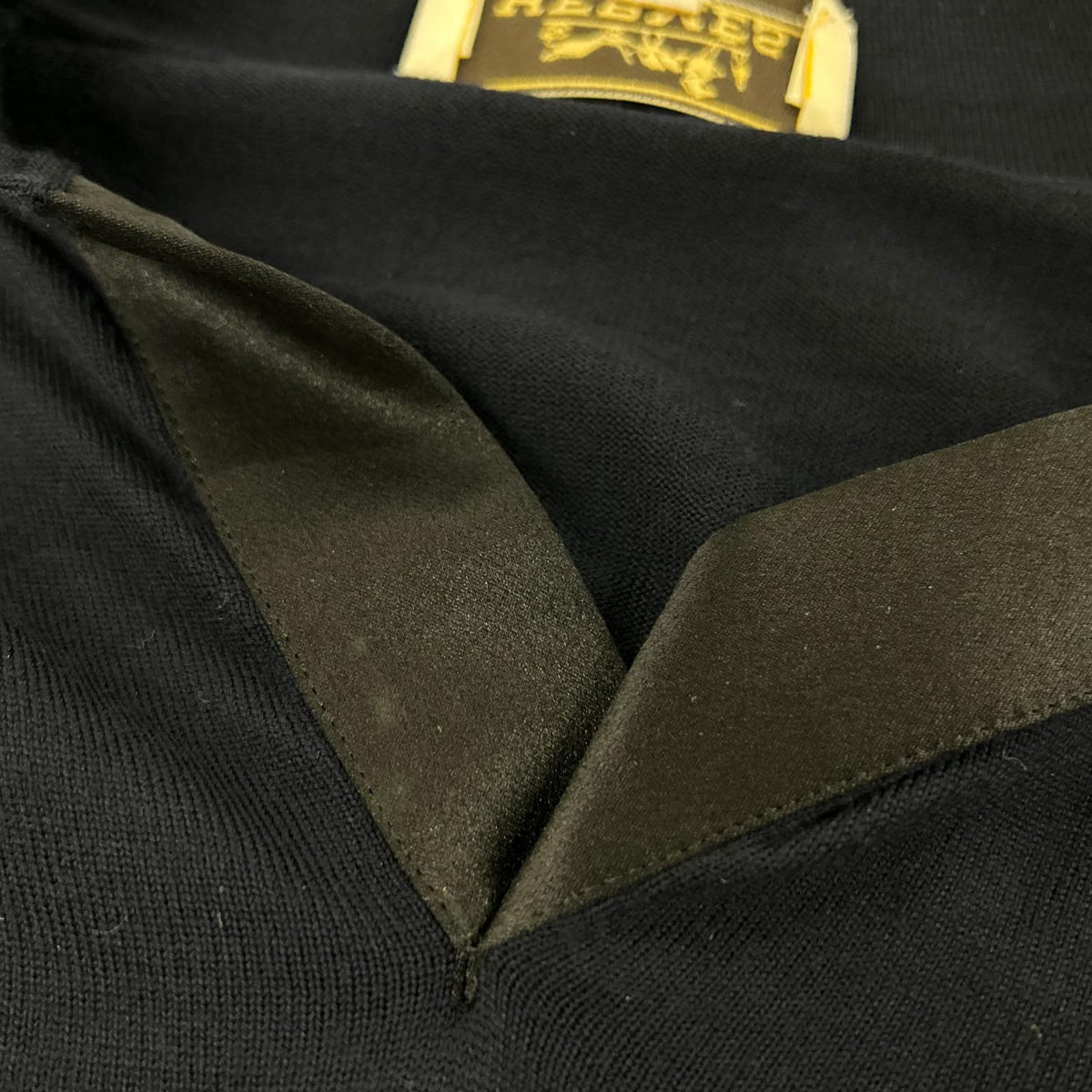 HERMES Navy Robot Long Sleeve Knit Polo Top