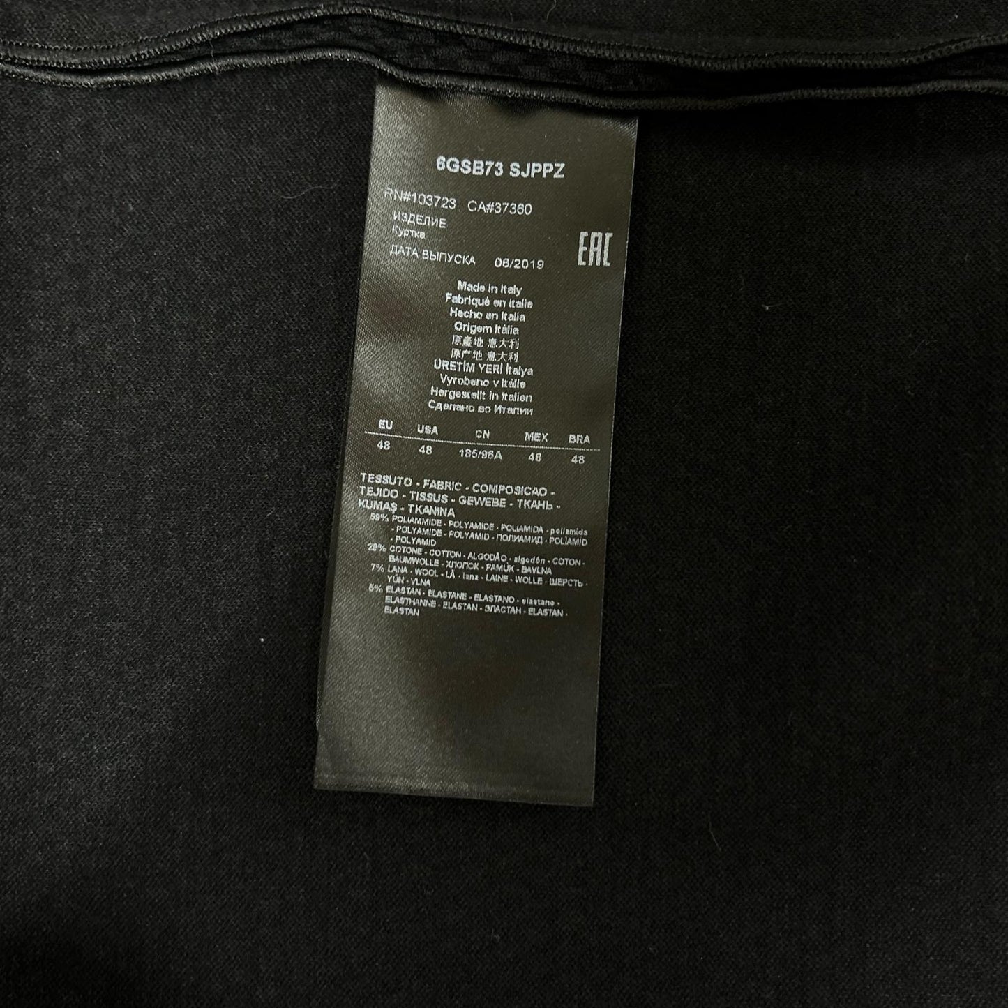GIORGIO ARMANI ジョルジオアルマーニ 6GSB73 SJPPZ ジップアップストレッチブルゾン トップス