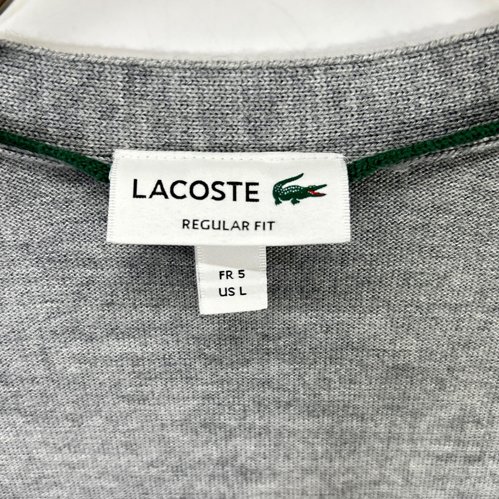 Lacoste 拉科斯特 灰色 精选美利奴羊毛开衫 上衣