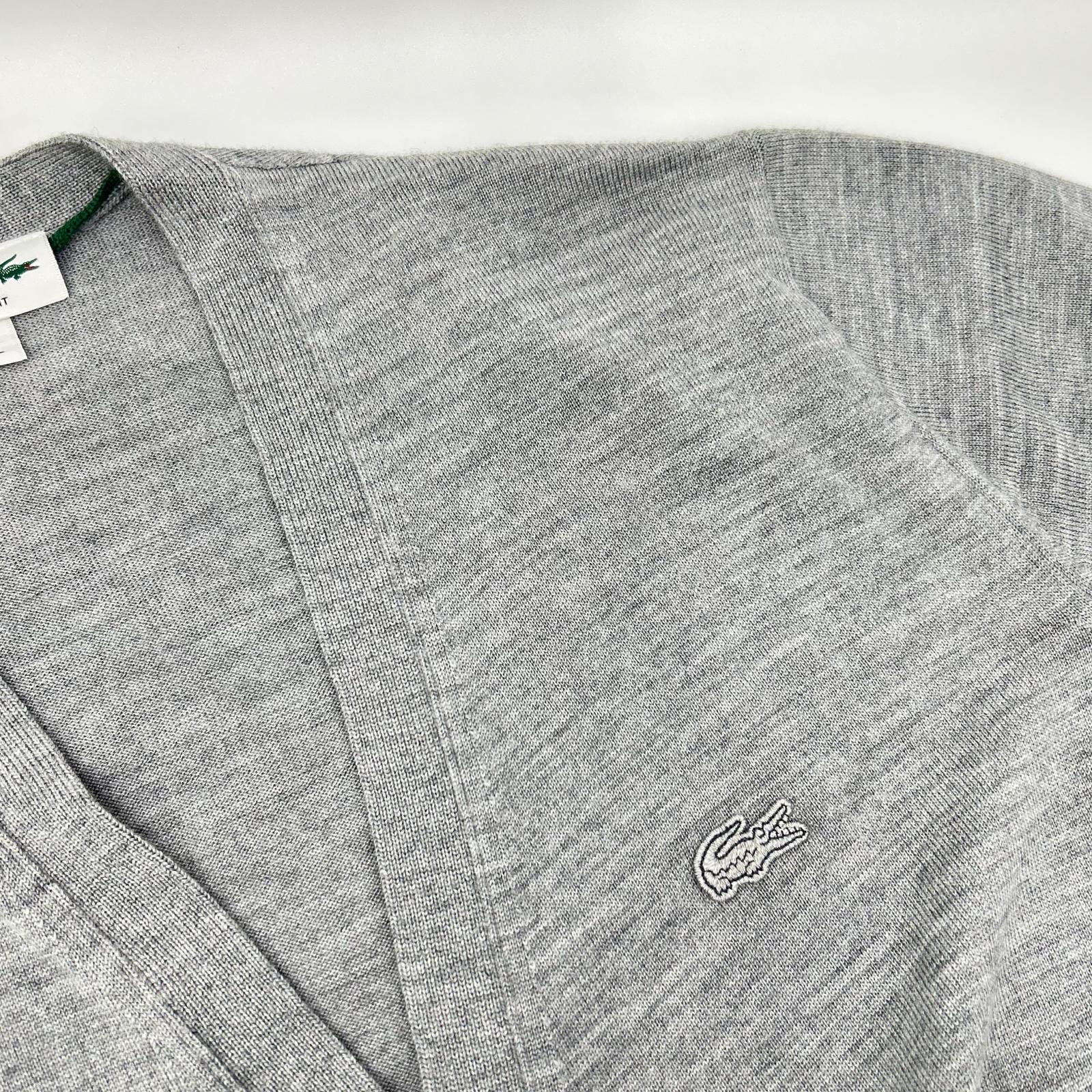 Lacoste 拉科斯特 灰色 精选美利奴羊毛开衫 上衣