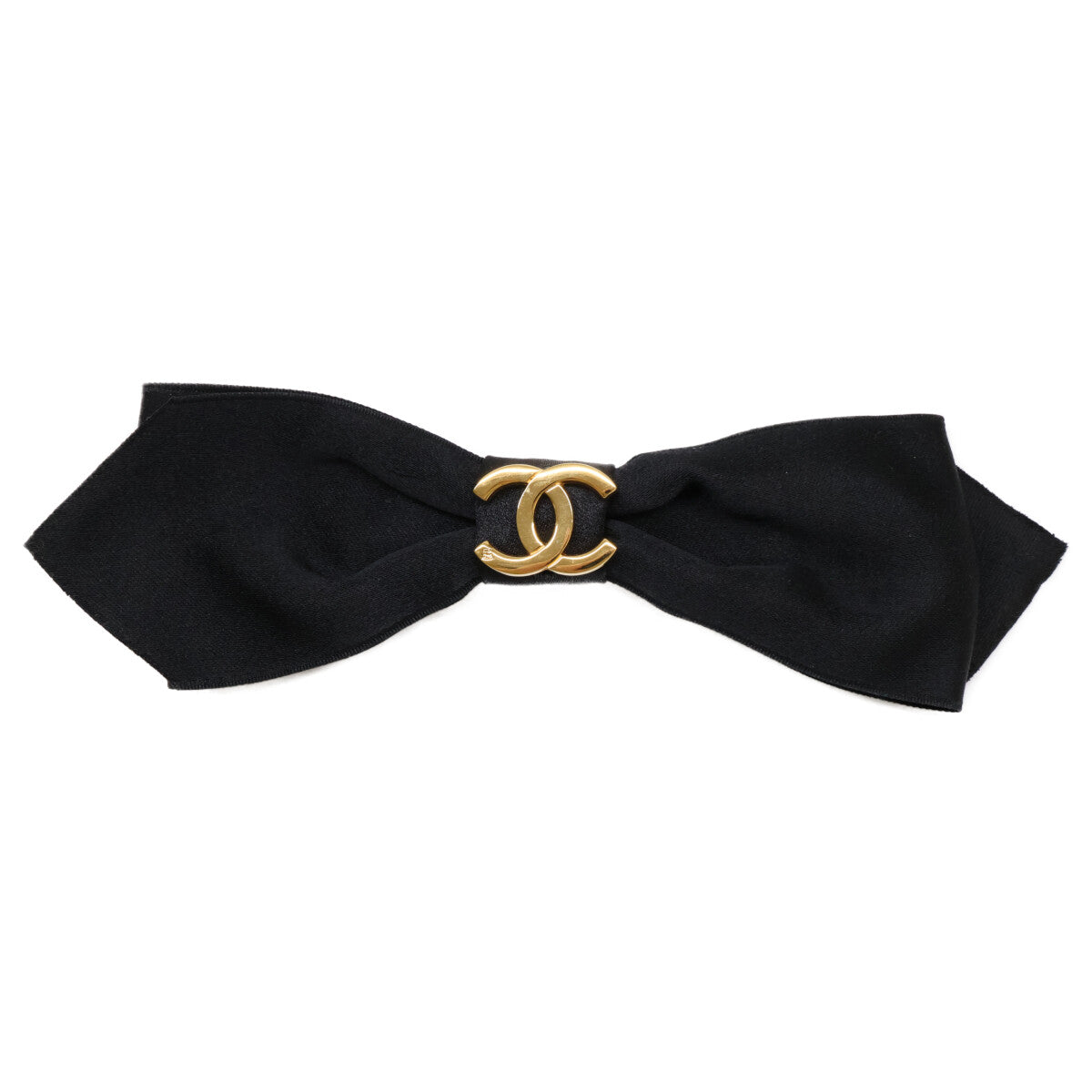 CHANEL Coco Mark Ribbon Satin Barrette Hair Accessory