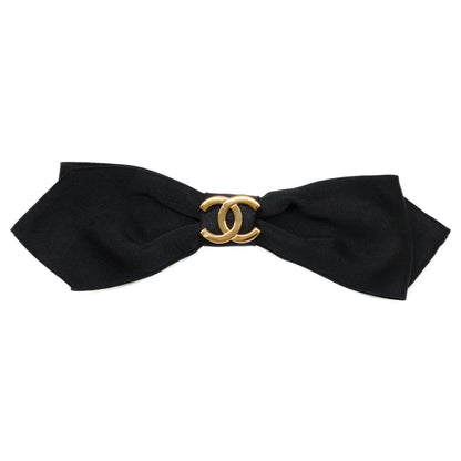 CHANEL Coco Mark Ribbon Satin Barrette Hair Accessory