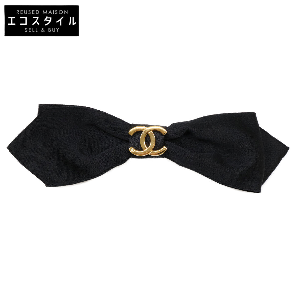 CHANEL Coco Mark Ribbon Satin Barrette Hair Accessory