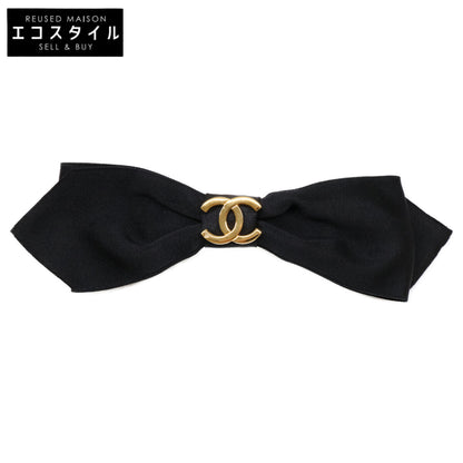 CHANEL Coco Mark Ribbon Satin Barrette Hair Accessory