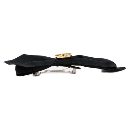 CHANEL Coco Mark Ribbon Satin Barrette Hair Accessory