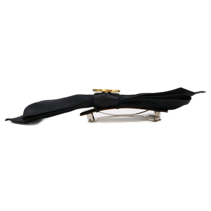 CHANEL Coco Mark Ribbon Satin Barrette Hair Accessory
