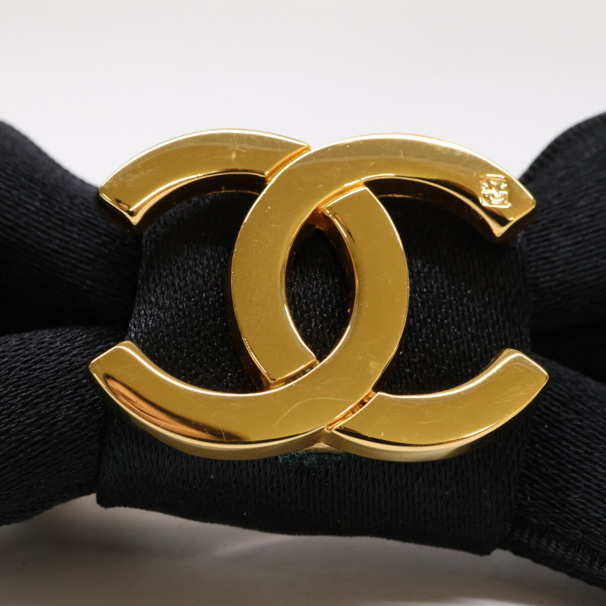 CHANEL Coco Mark Ribbon Satin Barrette Hair Accessory