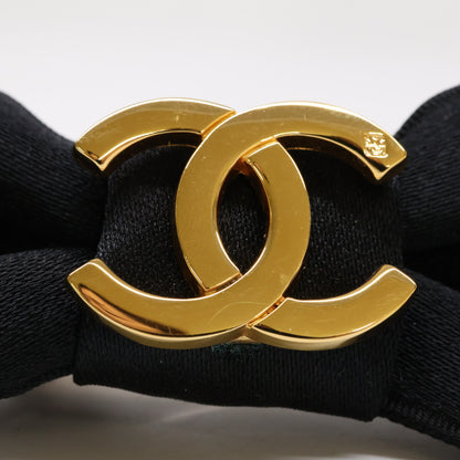 CHANEL Coco Mark Ribbon Satin Barrette Hair Accessory