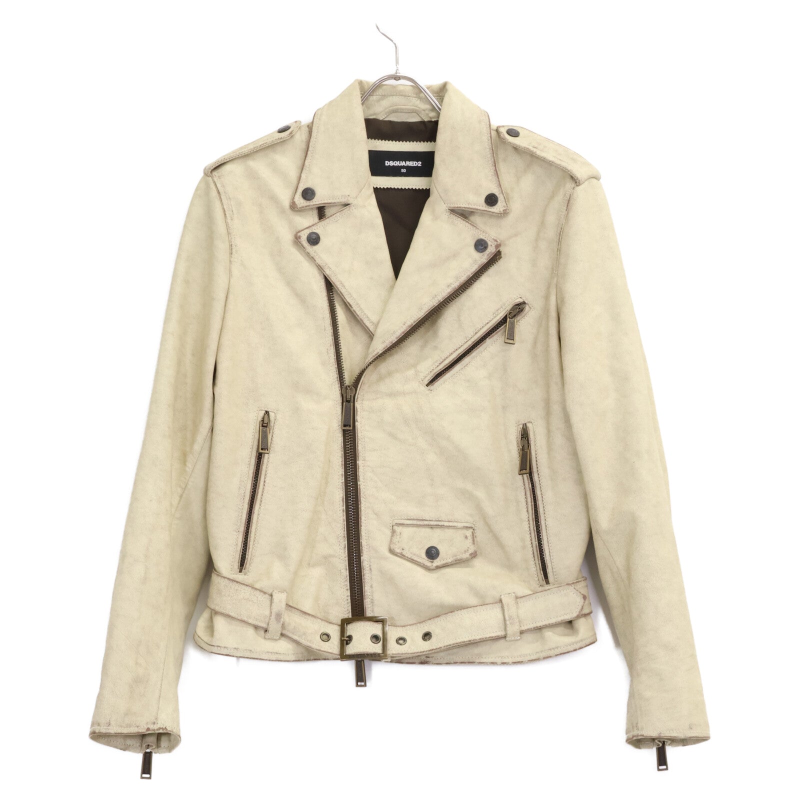 DSQUARED2 ディースクエアード 【美品/国内正規】S71AN0205 エイジング加工 レザー ダブルライダースジャケット ジャケット