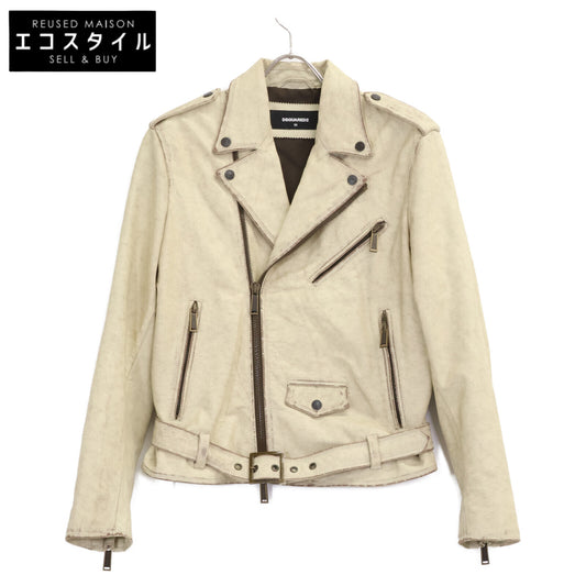 DSQUARED2 ディースクエアード 【美品/国内正規】S71AN0205 エイジング加工 レザー ダブルライダースジャケット ジャケット