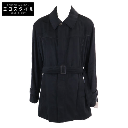 ZILLI New CALYPSO Silk Fully Lined Leather Trim Cashmere Zip-Up Stand Collar Coat