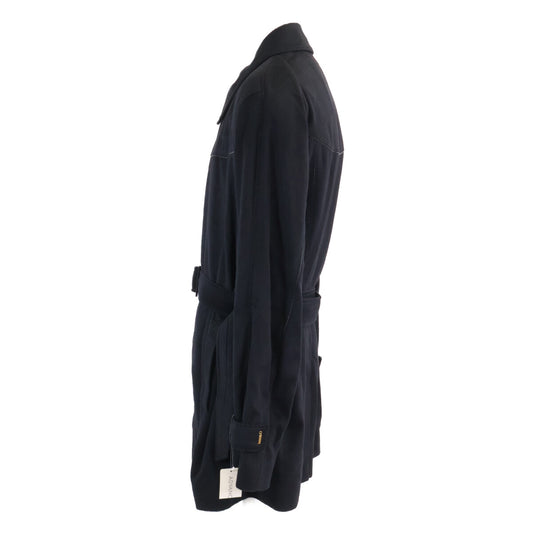 ZILLI New CALYPSO Silk Fully Lined Leather Trim Cashmere Zip-Up Stand Collar Coat