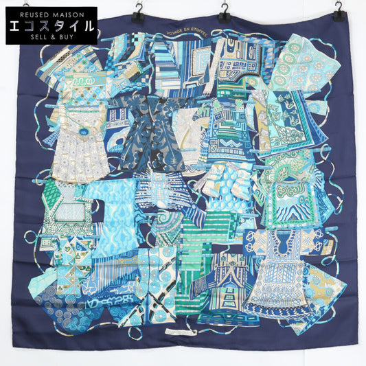 HERMES エルメス 【美品】VOYAGE EN ETOFFES 世界の布地を巡る旅 シルク カレ90 スカーフ