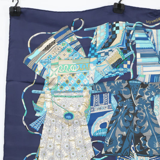 HERMES エルメス 【美品】VOYAGE EN ETOFFES 世界の布地を巡る旅 シルク カレ90 スカーフ